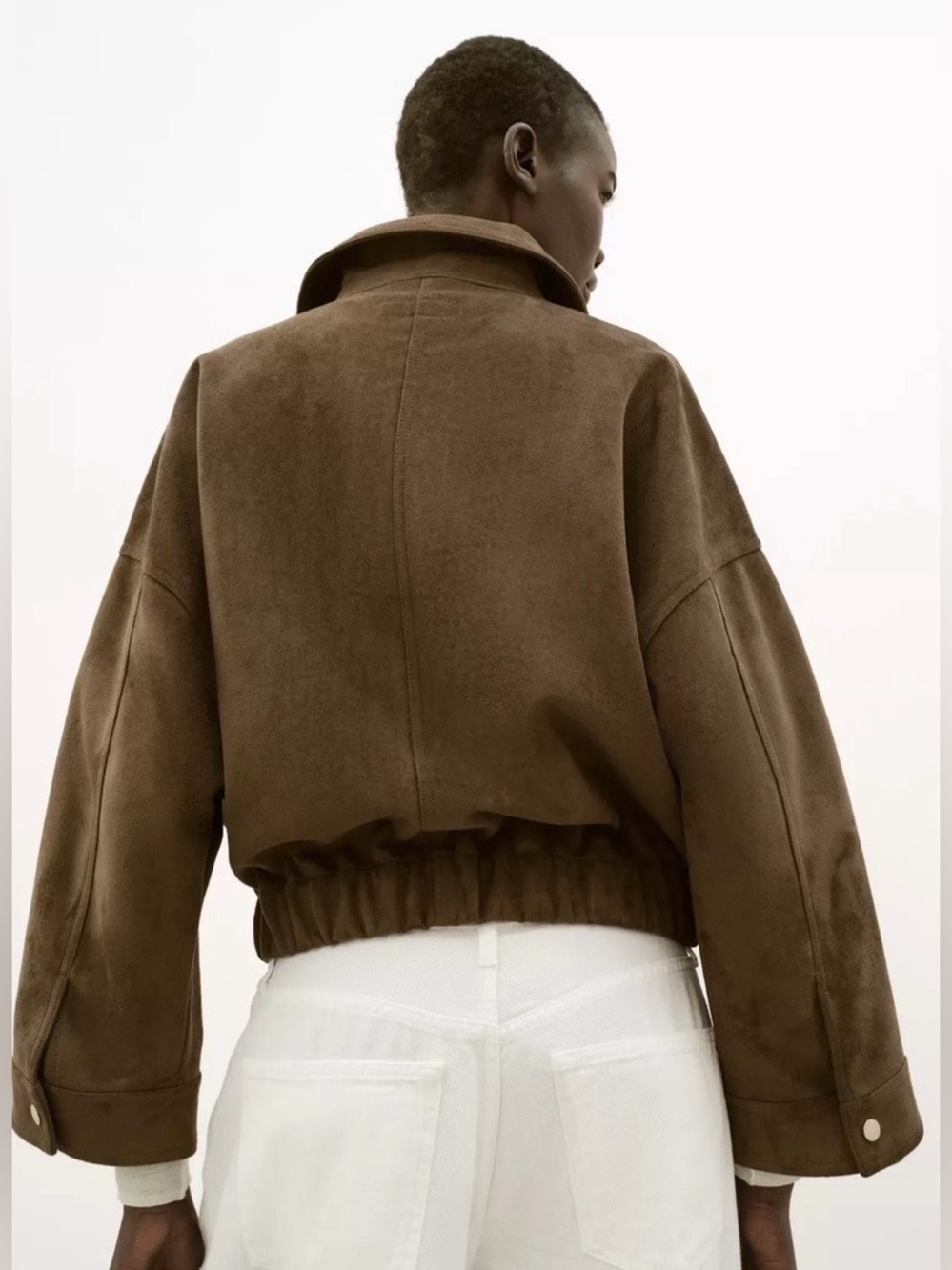 Zara Brown Suede Bomber Jacket - Picture 3 of 12